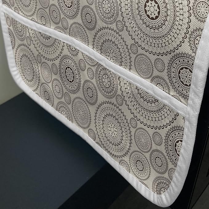 Ambesonne Beige Microwave Oven Cover, Abstract Ornate Circular Composition Lace - Image 3