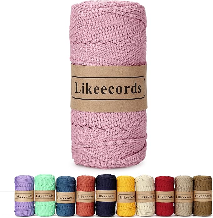4mm Polyester Braided Macrame Cord 140Yards /426Feet, Elastic Yarn by Likeecords