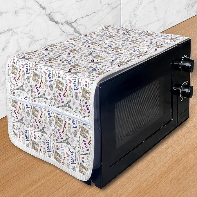 Lunarable Eiffel Tower Microwave Oven Cover, Triumf Arch Fashion Shoes Gloves by Lunarable