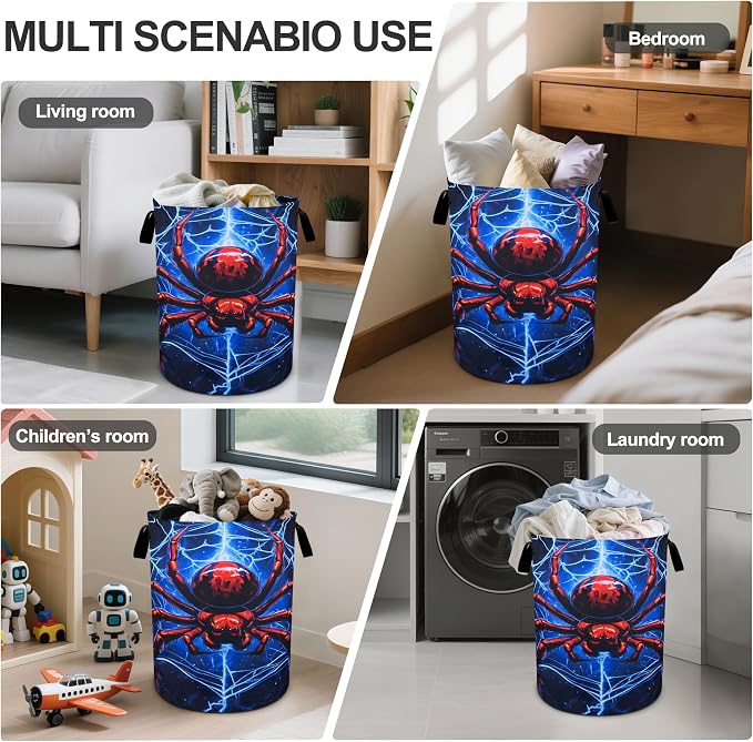 Halloween Web Laundry Basket Foldable Oxford Cloth Tote Bag Laundry Hamper - Image 5