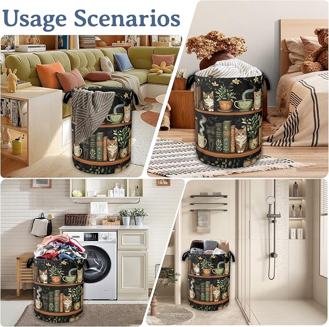 Cute Cat Laundry Basket, Foldable Oxford Cloth Bookshelf Laundry Hamper - Image 7