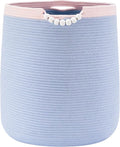 65L Blue Woven Rope Laundry Hamper Basket by ENAORGAN