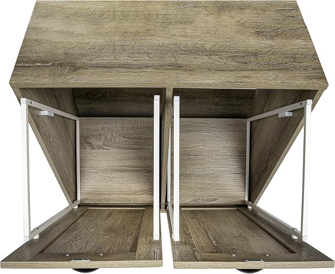 Household Essentials Laundry Sorter Cabinet, Oak Finish - Image 5