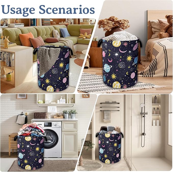 Planet Moon Universe Galaxy Laundry Basket, Foldable Waterproof Oxford Cloth - Image 7