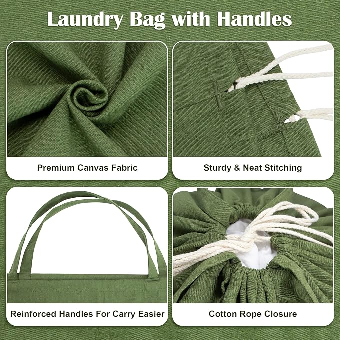 Canvas Laundry Bag 33"Wx 35"H, Thick Cotton Laundry Bag - Image 4