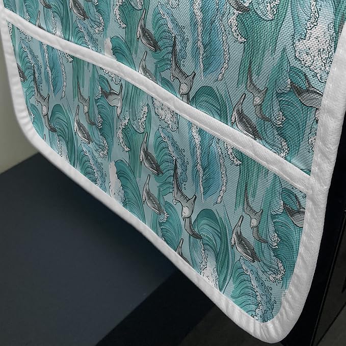 Lunarable Seagulls Microwave Oven Cover, Waves Flowing Water River Sketchy - Image 3