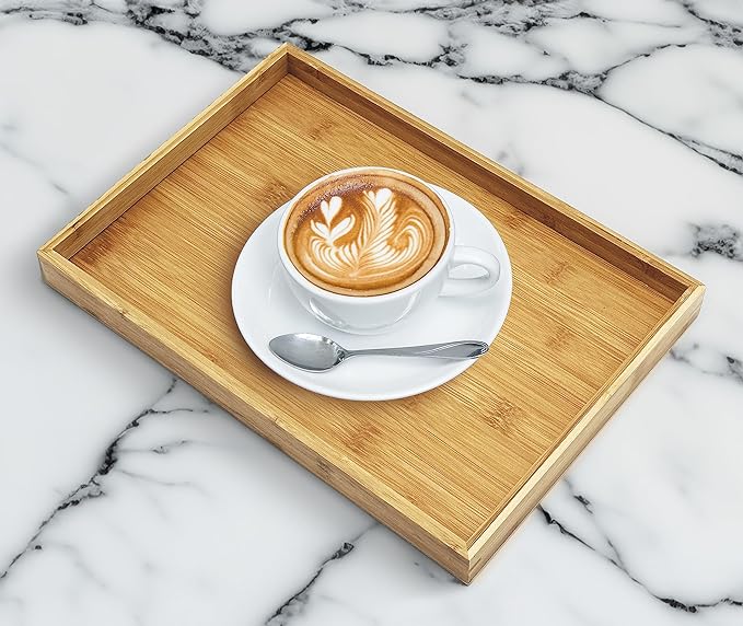 Bam & Boo Natural Bamboo Serving Tray Modern Rectangular - Image 2