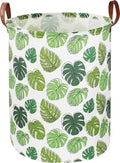 Round Green Laundry Hamper, Jungle Themed Nursery Decor, Tropical Pattern Basket by NTAOHAMPER