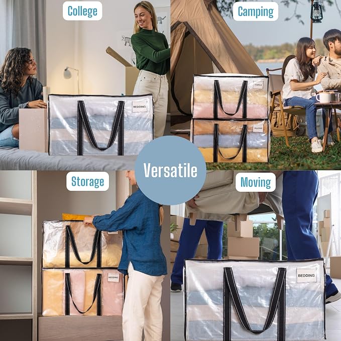 VENO 8 Pack Clear Storage Moving Bags, Heavy Duty Storage Bins - Image 6