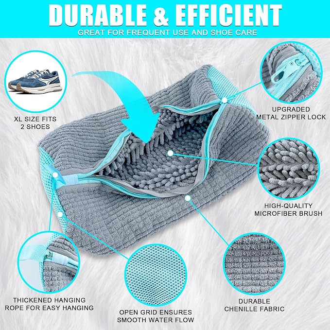 Shoe Washing Machine Bag, 2 Pack – Reusable, Fits All Shoe Types, 360° Deep - Image 3