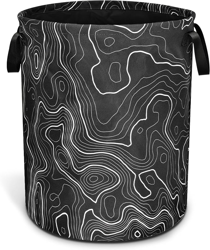 Topographic Map Laundry Basket Topography Pattern Foldable Oxford Cloth Funny by NUTAINLA