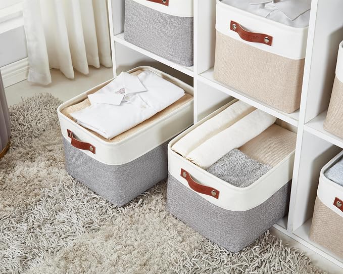 DECOMOMO Fabric Storage Baskets, Linen Closet Organizer Bins - Image 9