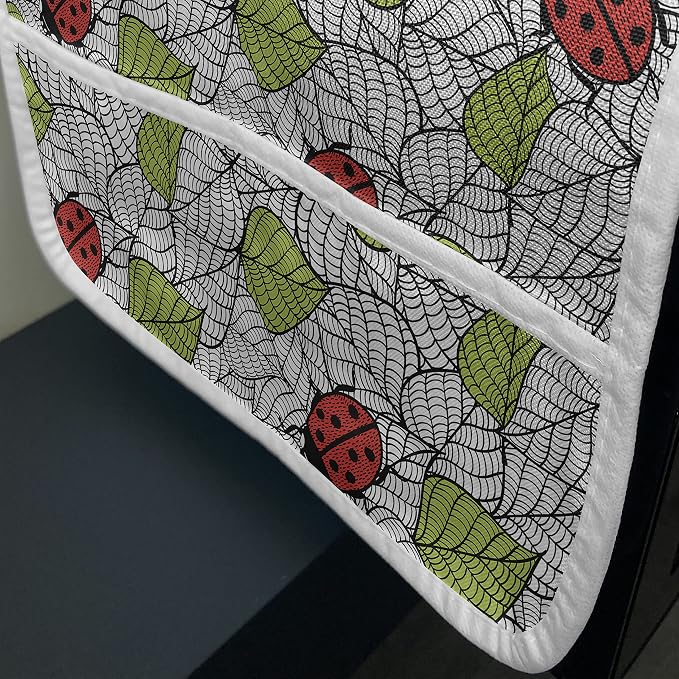 Ambesonne Ladybugs Microwave Oven Cover, Ecological Fresh Leaves and Ladybugs - Image 3