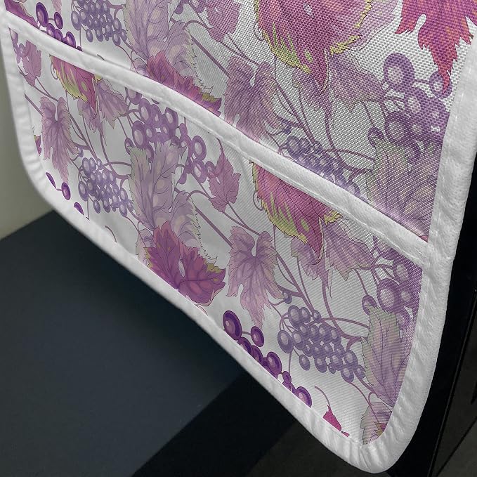 Lunarable Vineyard Microwave Oven Cover, Vivid Different Type of Grape Leaves - Image 3