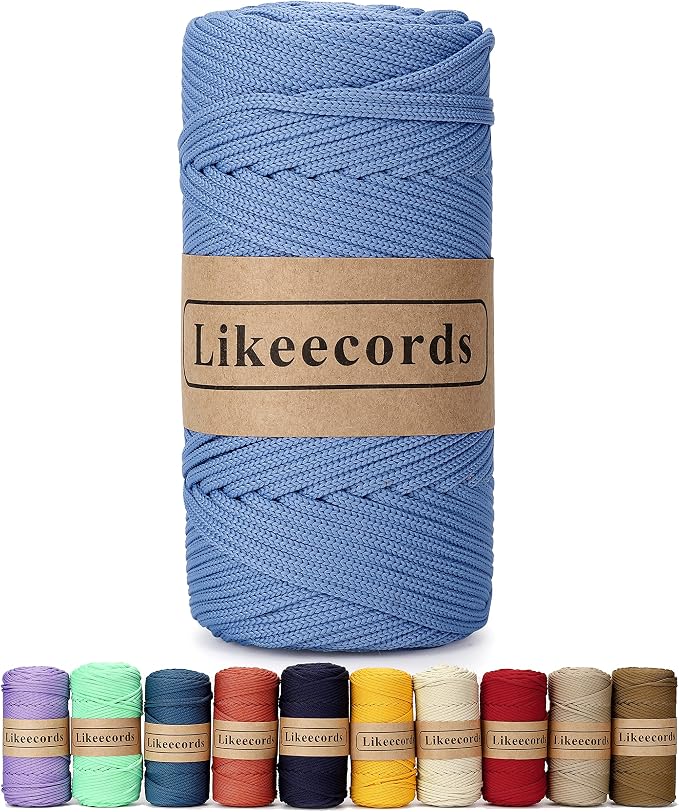 4mm Polyester Braided Macrame Cord 140Yards /426Feet, Elastic Yarn by Likeecords