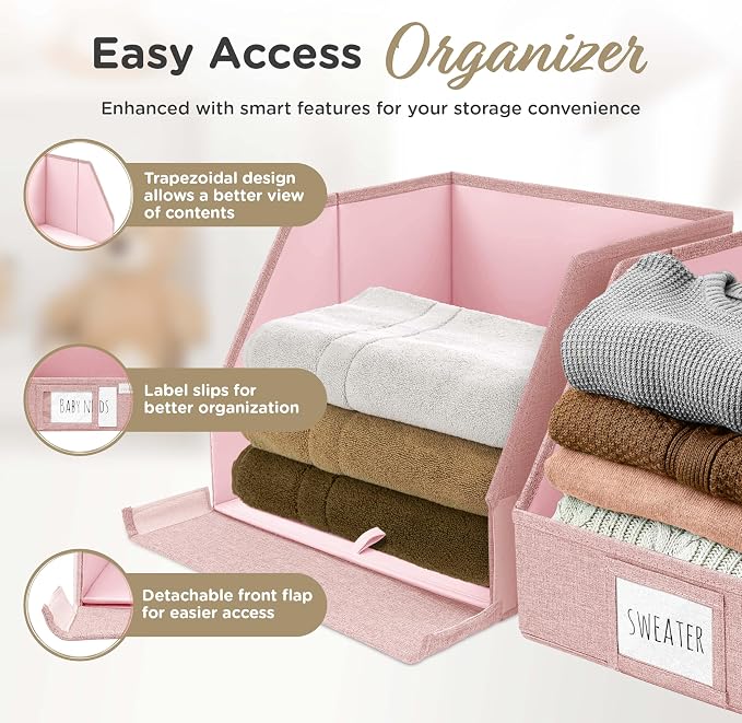 Closet Bins for Organization – 12x12x10 Foldable Boxes for Clothes, Fabric - Image 4