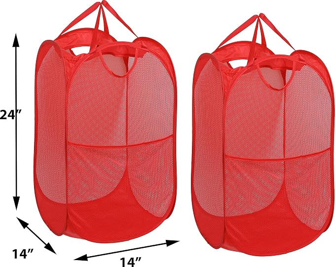Simple Houseware Mesh Pop-Up Laundry Hamper Basket - Image 2