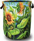 Watercolor Sunflowers Laundry Basket Foldable by SELIONLIKN