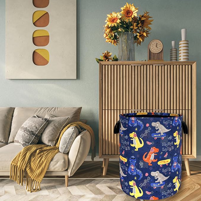 Funny Dinosaur Laundry Basket Foldable Oxford Cloth Colorful Laundry Hamper - Image 7