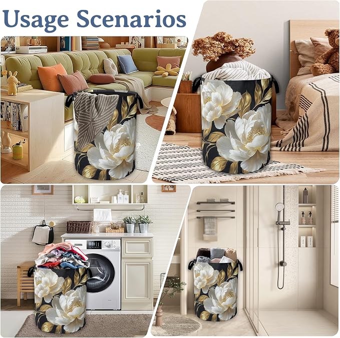 White Flowers Laundry Hamper - Image 7