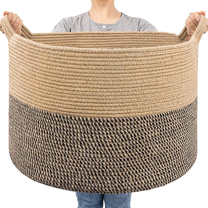 Goodpick Extra Large Wicker Storage Basket, 83L Woven Blanket Storage by Goodpick