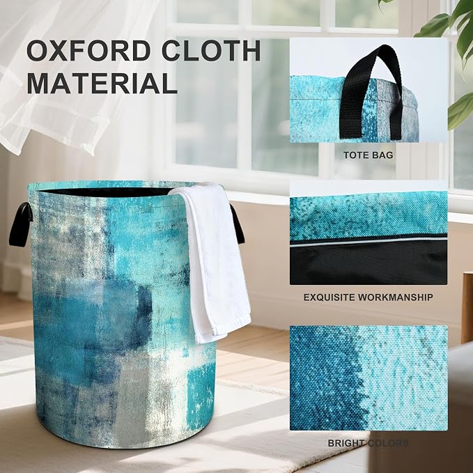 Teal Laundry Basket Storage Bin Foldable Laundry Hamper Clothes Storage Bucket - Image 3