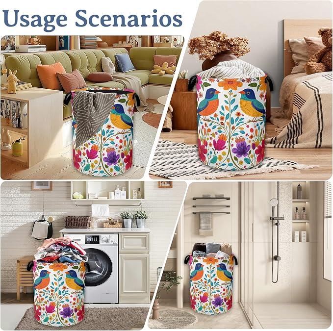 Bird Flower Laundry Basket, Oxford Cloth Mexico Laundry Hamper - Image 7