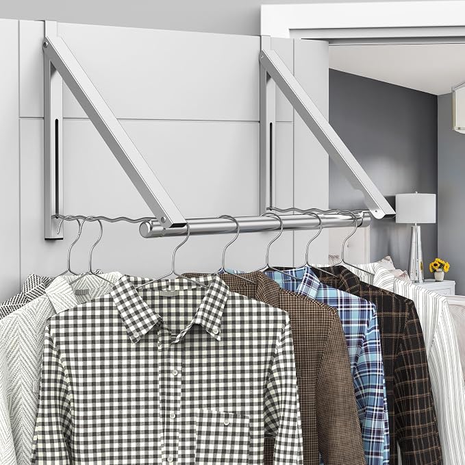 Clothes Drying Rack for Laundry Room Organization, Foldable Over The Door by Hleelomi