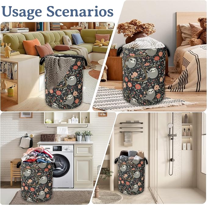 Cute Sloth Laundry Basket, Oxford Cloth Flower Laundry Hamper - Image 7