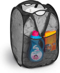 Smart Design Deluxe Mesh Pop Up Square Laundry Hamper w/ Side Pocket & Handles by PROMART
