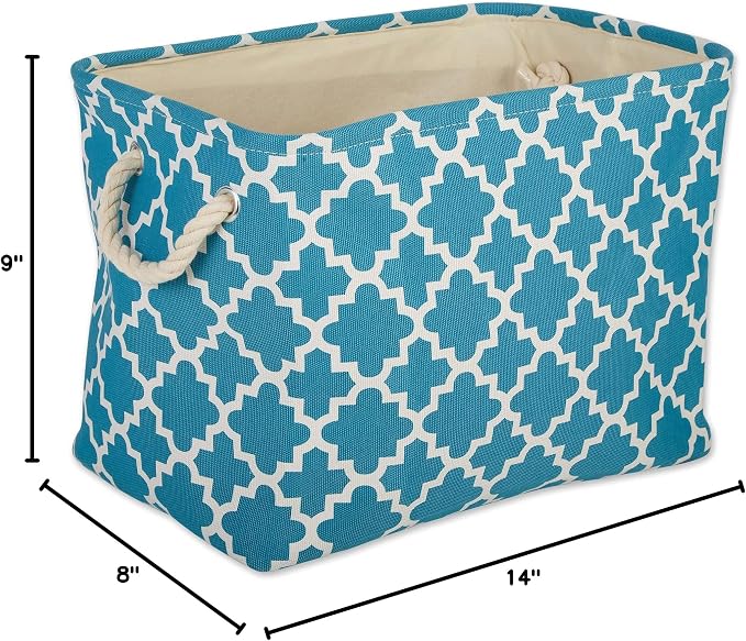 DII Polyester Container with Handles, Lattice Storage Bin, Storm Blue - Image 10