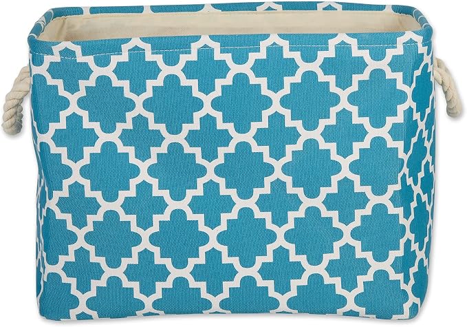 DII Polyester Container with Handles, Lattice Storage Bin, Storm Blue - Image 2