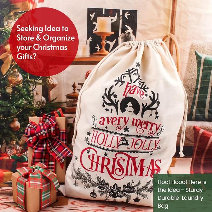 Laundry Bags| Storage bag| Heavy Duty Canvas Cotton Long Strap - Image 3