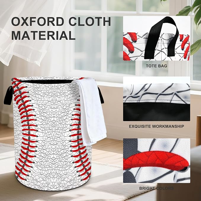 Baseball Laundry Basket Storage Bin Foldable Laundry Hamper Clothes Storage - Image 4