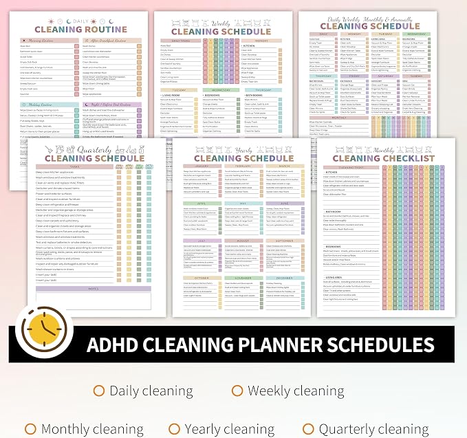 ADHD Cleaning Planner for Adults Women, Cleaning Schedule and Checklist Notebook - Image 3