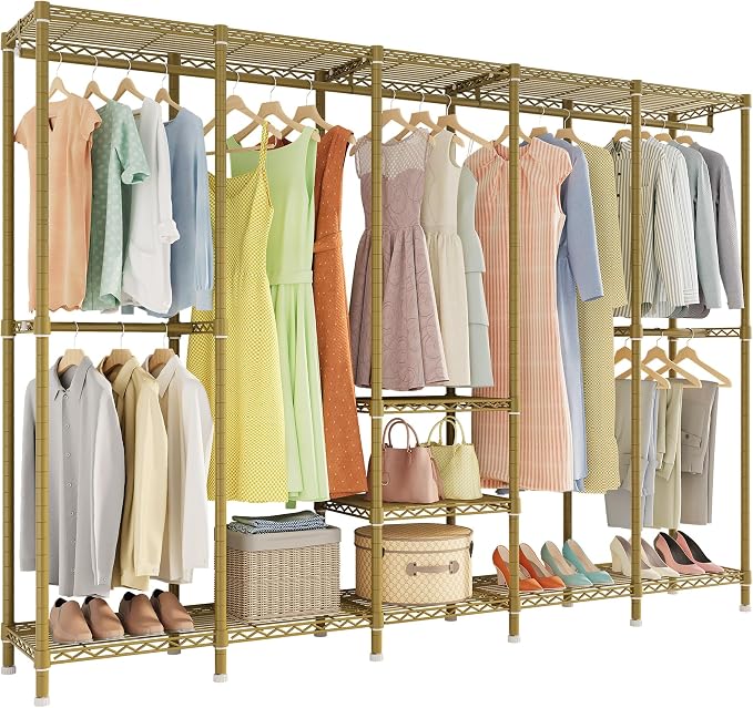 H5 Large Wire Garment Rack, Heavy Duty Clothes Racks, Wardrobe Closet Rack by Higeego