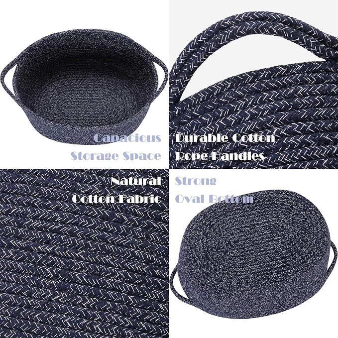 Sea Team 2-Pack Oval Cotton Rope Woven Storage Basket - Image 5