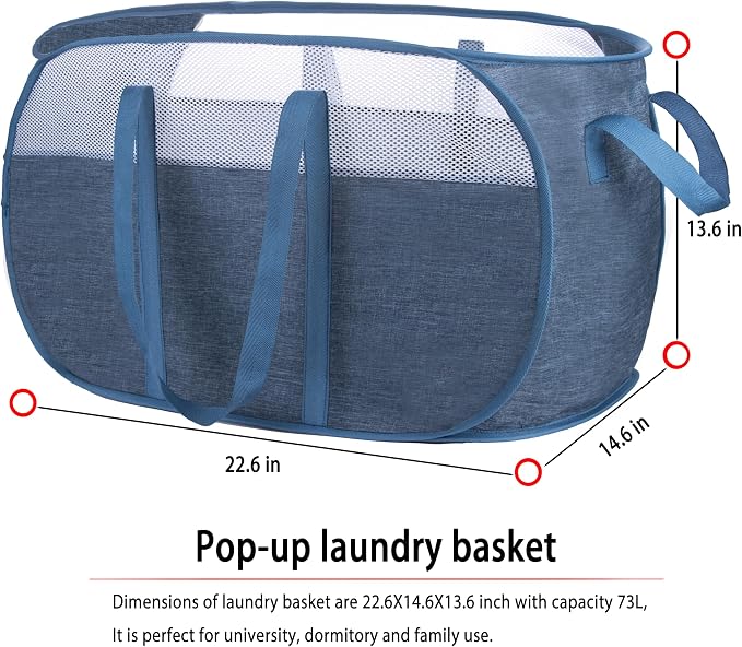 Pop Up Laundry Hamper，with Durable Handles collapsible laundry basket，Easy to - Image 6