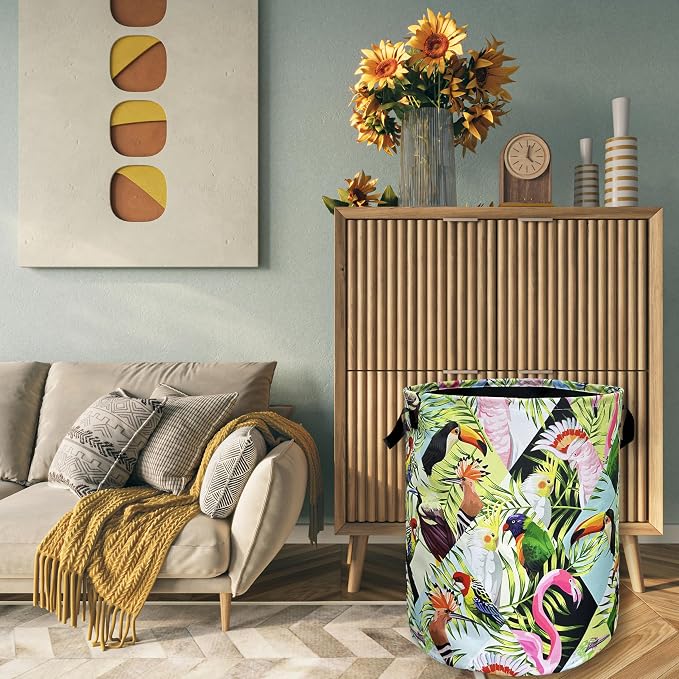 Funny Tropical Birds Laundry Basket Foldable - Image 7