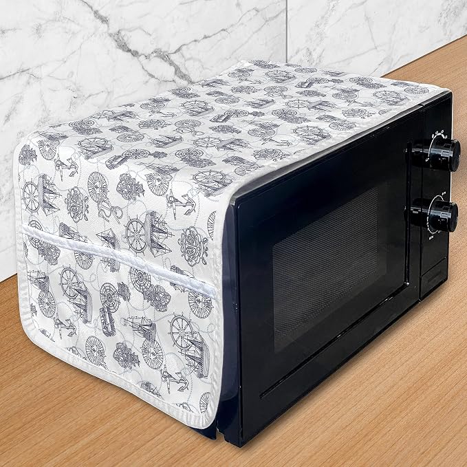 Ambesonne Compass Microwave Oven Cover, Sailing Boat Pattern Antique Ships by Ambesonne
