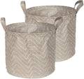 DII Collapsible Waterproof Chevron Laundry, Large Round, Stone/Cream, 2 Piece by DII