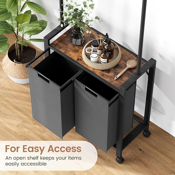 Laundry Sorter Cart With Hanging Clothes Rack, Removable Drying Rack, Laundry - Image 4
