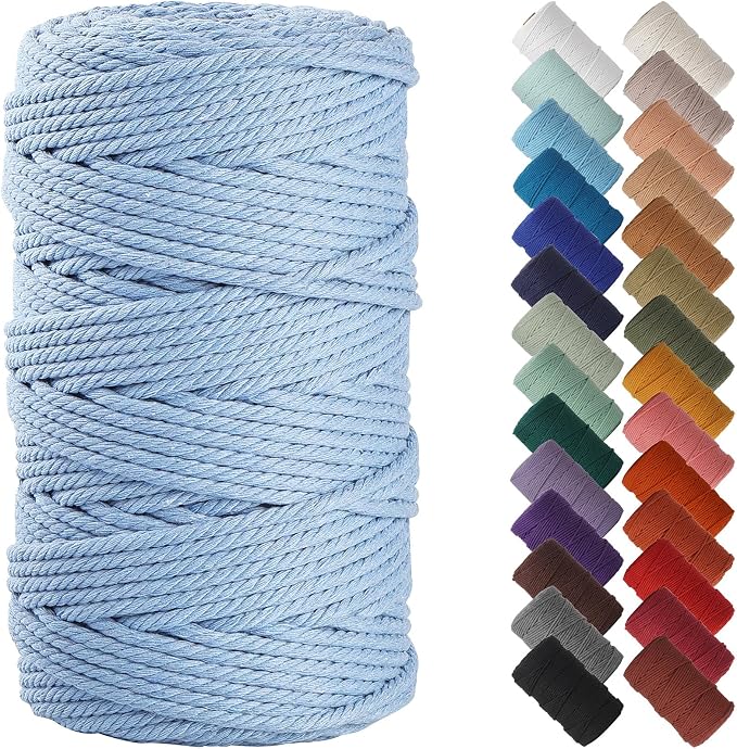 NOANTA Baby Blue Macrame Cord 4mm x 109yards, Colored Macrame Rope, Cotton Cord by NOANTA