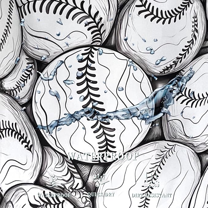 Black White Baseball Pattern Laundry Basket Foldable Oxford Cloth Baseball - Image 5