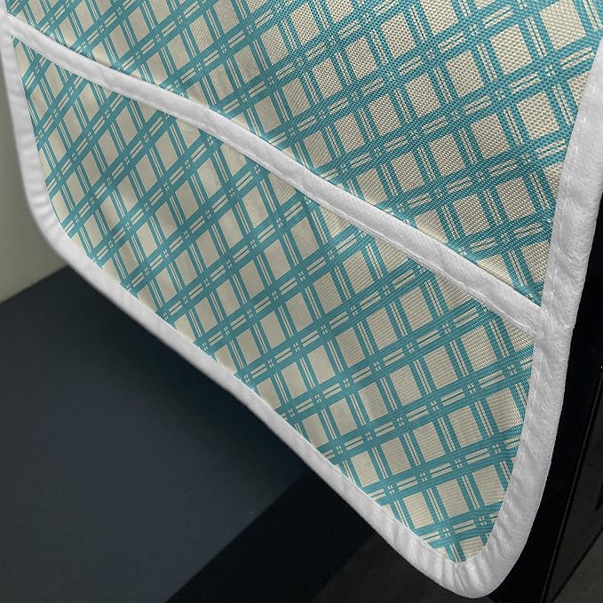 Ambesonne Retro Microwave Oven Cover, Aqua Colored Monochrome Checked Pattern - Image 3