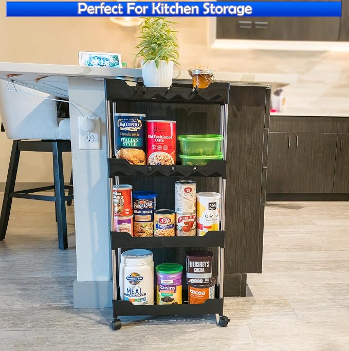 Slim Rolling Storage Cart w/ 4 Tiers - Image 7