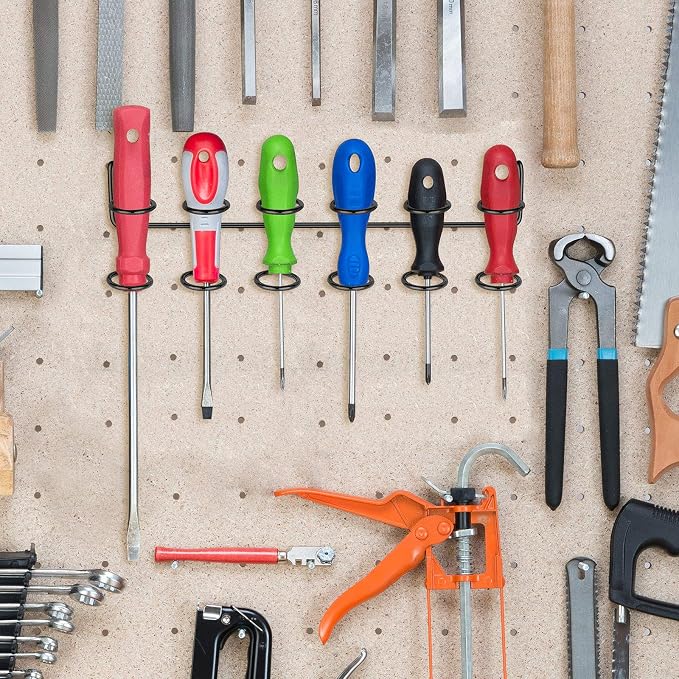 Hotop 2 Pieces Pegboard Screwdriver Holder Peg Board Tool Utility Hooks - Image 7
