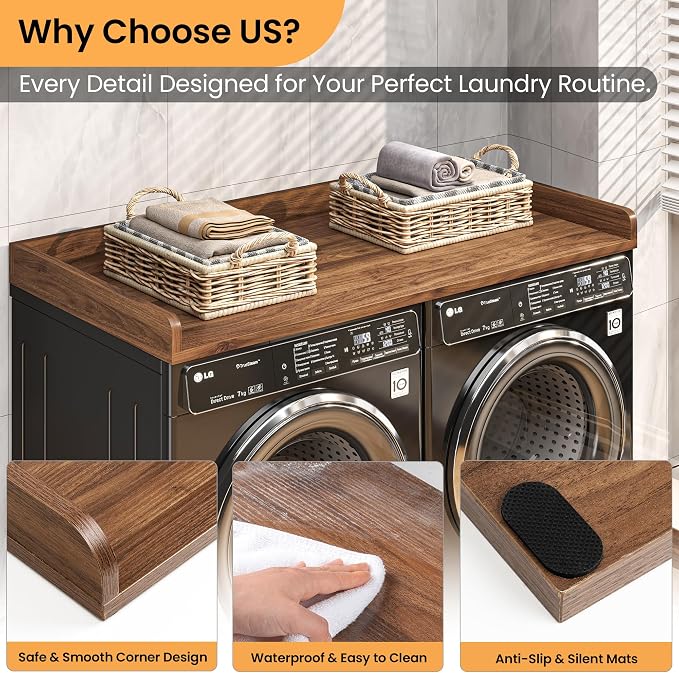 Washer Dryer Countertop, 27.5"x54" Wood Washer and Dryer Countertop - Image 4