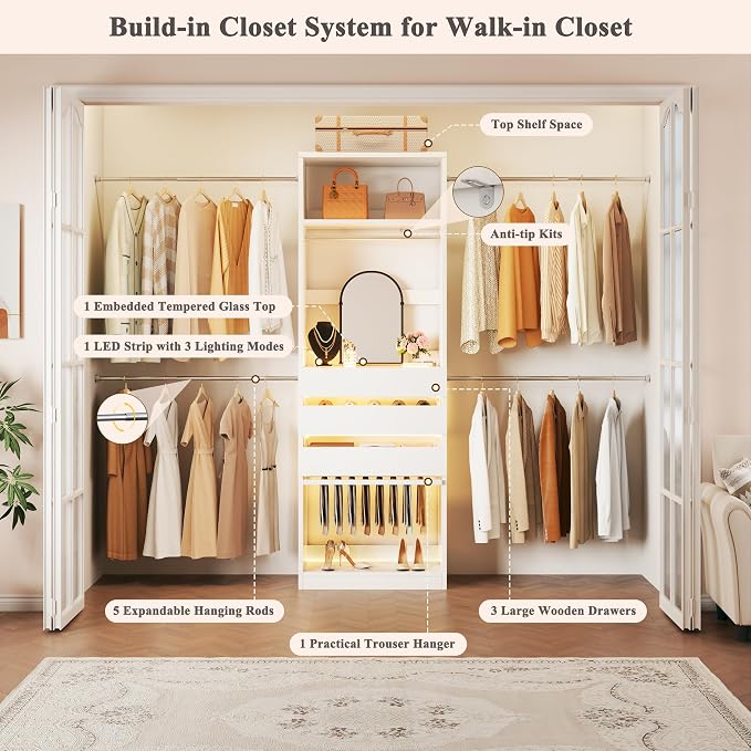 Closet System, 4-8FT Closet Organizer - Image 2