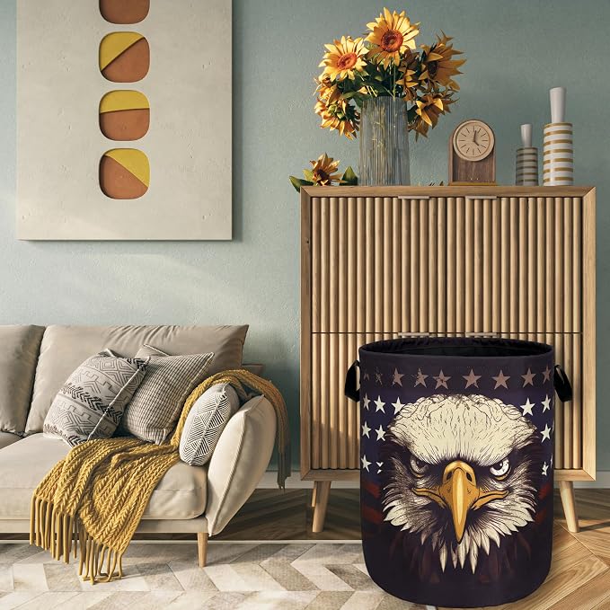 American Flag Eagle Laundry Basket Foldable - Image 7